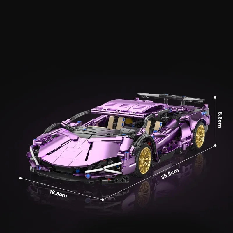 Zestaw klocków Supercar w skali 1:14, zabawka do samodzielnego montażu, kreatywny prezent, specjalnie zaprojektowany dla miłośników samochodów. Prezent dla miłośników samochodów.