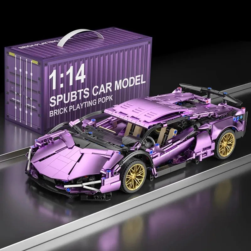 Zestaw klocków Supercar w skali 1:14, zabawka do samodzielnego montażu, kreatywny prezent, specjalnie zaprojektowany dla miłośników samochodów. Prezent dla miłośników samochodów.