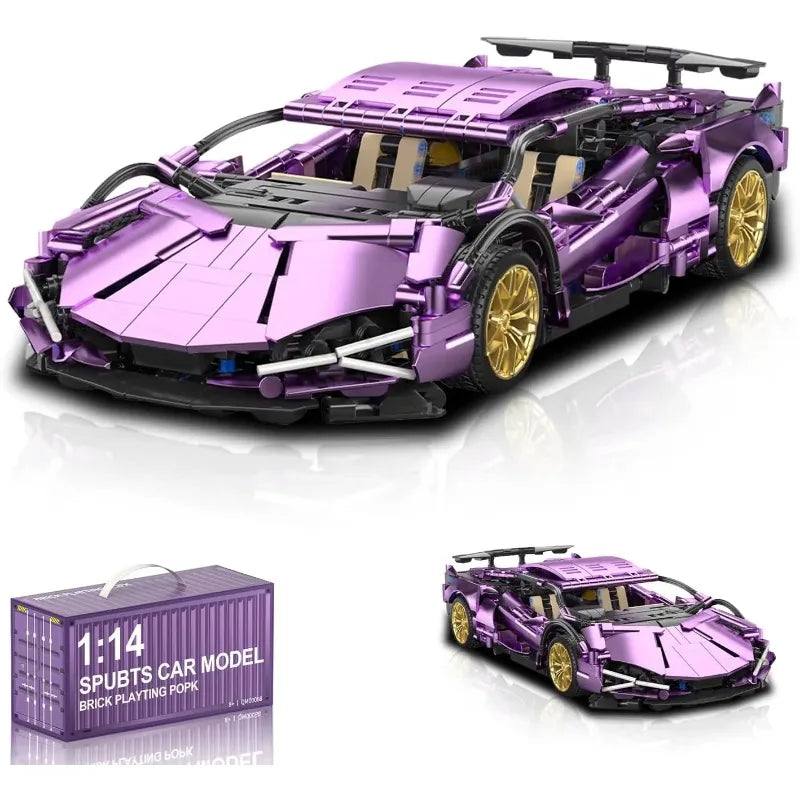 Zestaw klocków Supercar w skali 1:14, zabawka do samodzielnego montażu, kreatywny prezent, specjalnie zaprojektowany dla miłośników samochodów. Prezent dla miłośników samochodów.