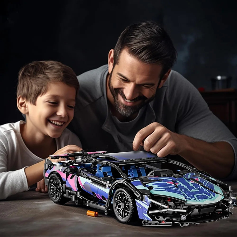 Zestaw klocków sportowych samochodów w skali 1:14 z oświetleniem LED, model kolekcjonerski, kreatywny wybór na prezent